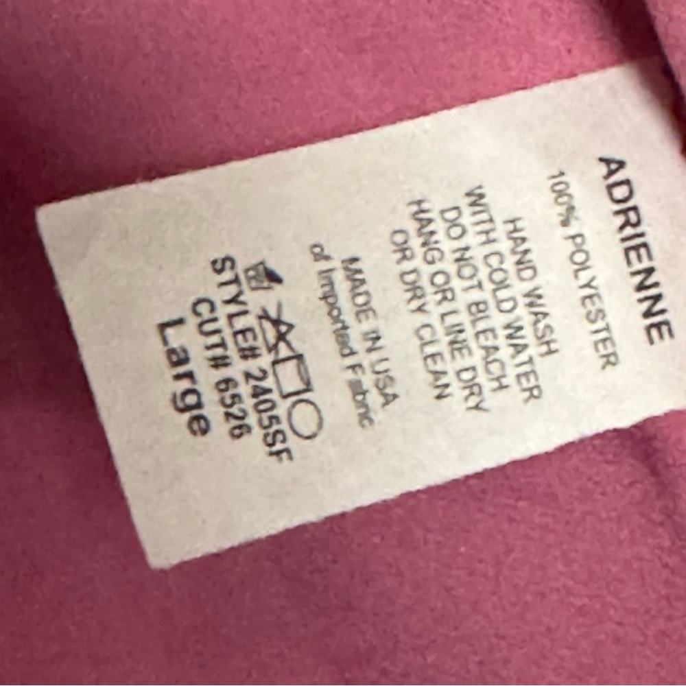 ADRIENNE Fuchsia Two Tone V neckline Racerback Shimmery Loose Fit Blouse Size L - Picture 6 of 6